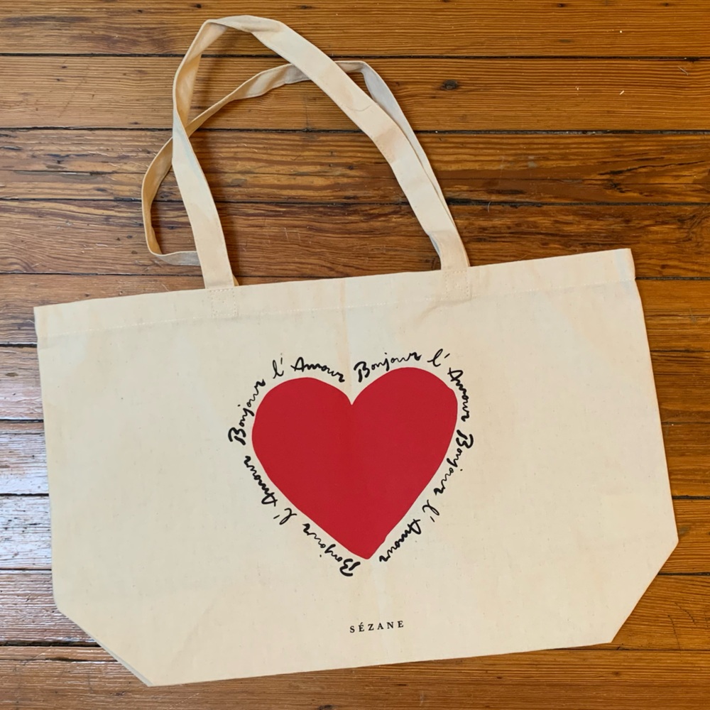 Sezane heart tote bag